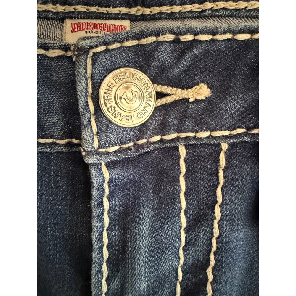 True Religion Section Skinny Jeans Dark Wash White Super T Stitching Womens 30 - Picture 10 of 13